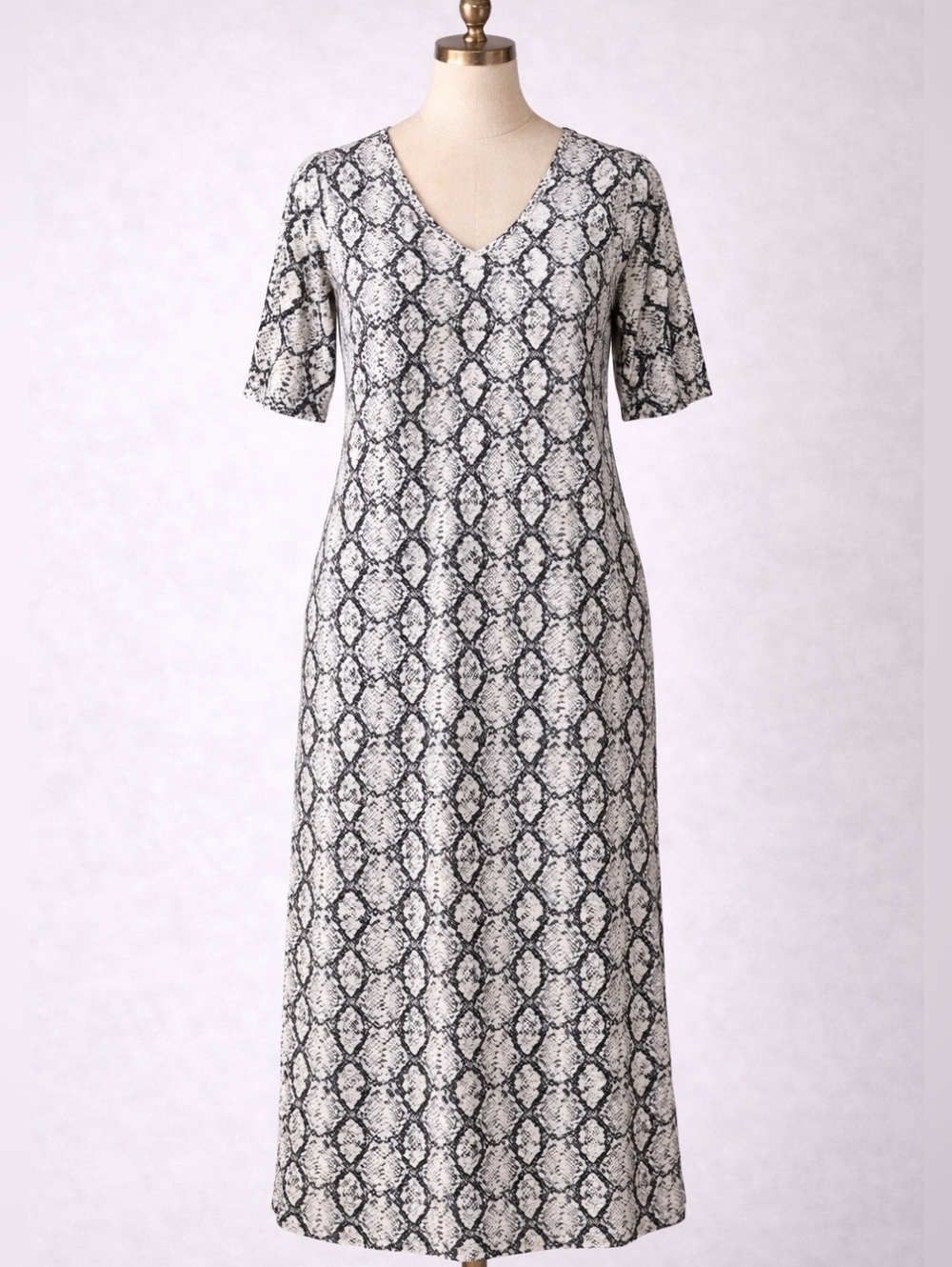 Zanana Snake Print Dress | Size M | Black White Maxi Stretch Casual